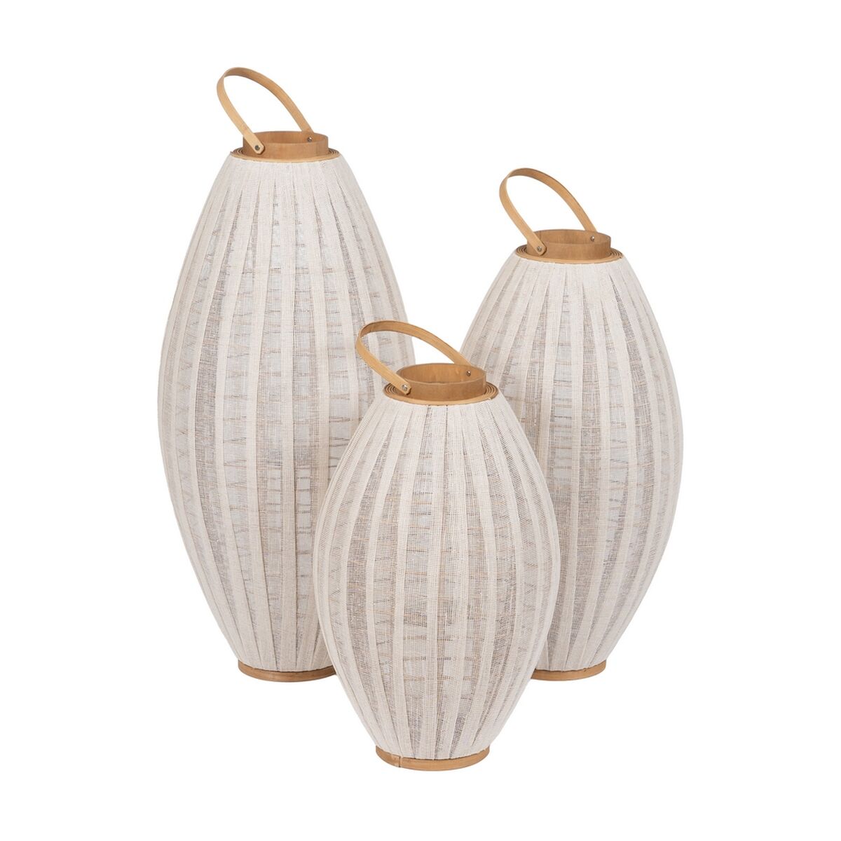 Lykta Beige Naturell Bambu Glas 38 x 38 x 70 cm